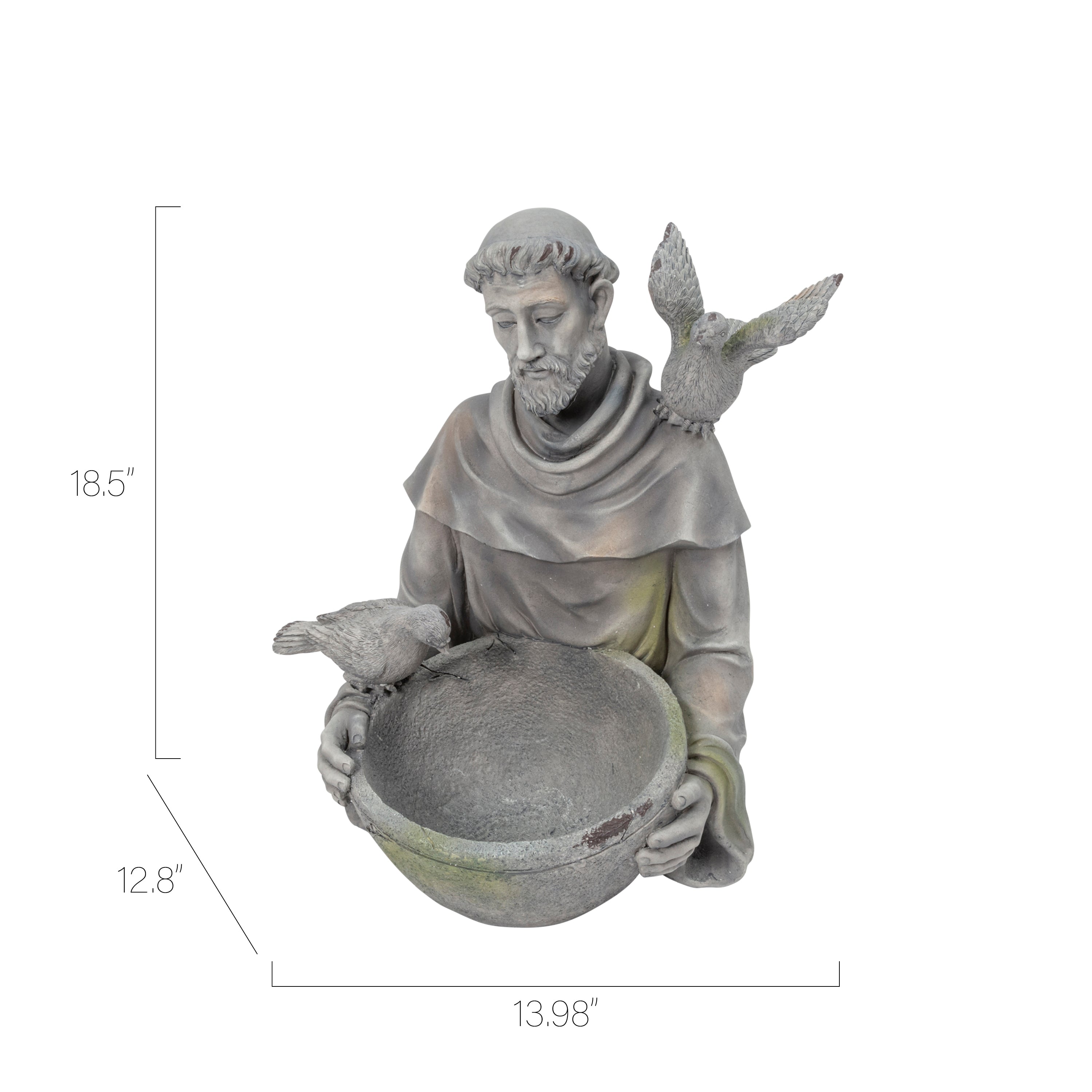 18.5 Inch St. Francis Magnesium Bird Feeder Statue